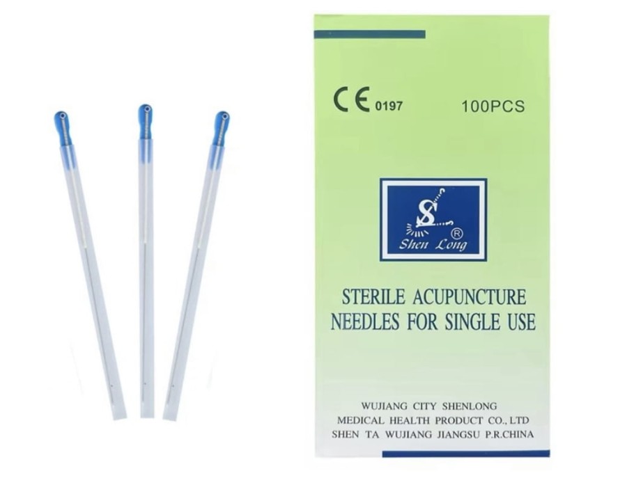Igły do akupunktury z POSREBRZANYM uchwytem i prowadnicą 100 szt.