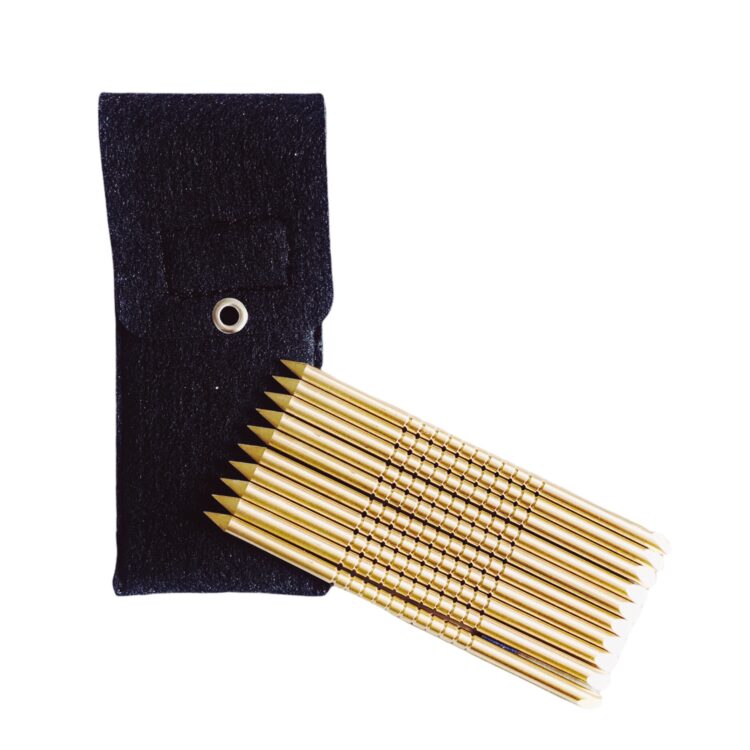 Zestaw piny mosiężne moletowane PRO 10 szt. + ETUI