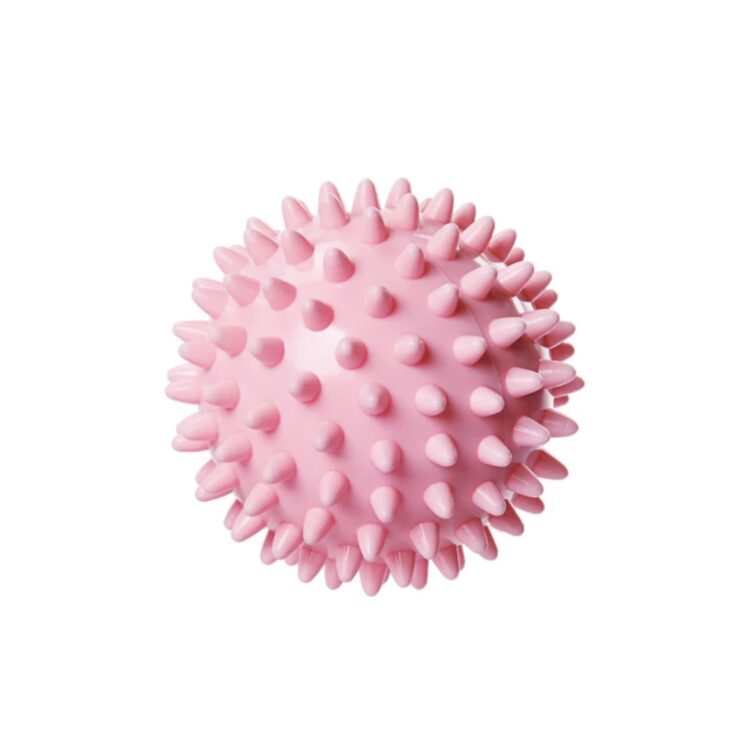 Różowa piłeczka rehabilitacyjna z wypustkami – piłka do masażu akupresurowego poprawiająca krążenie i wspierająca relaks mięśni