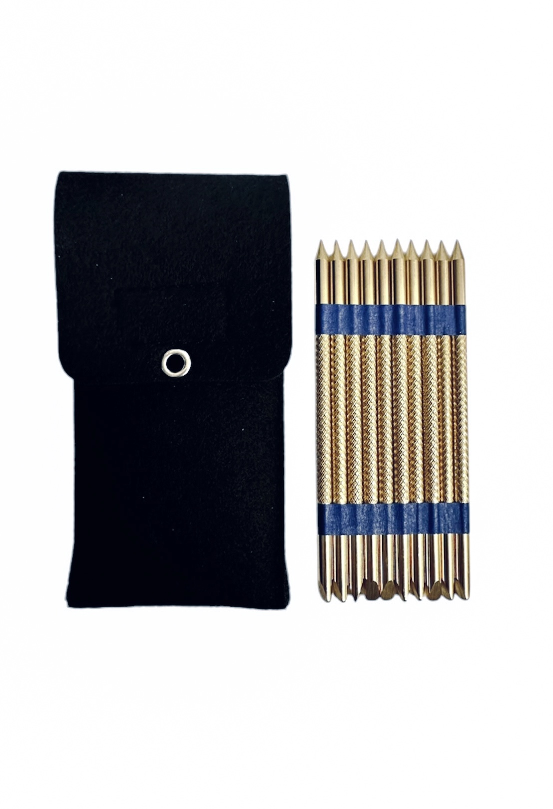 Piny mosiężne moletowane 10 szt. + etui Piny mosiężne moletowane 10 szt. + etui