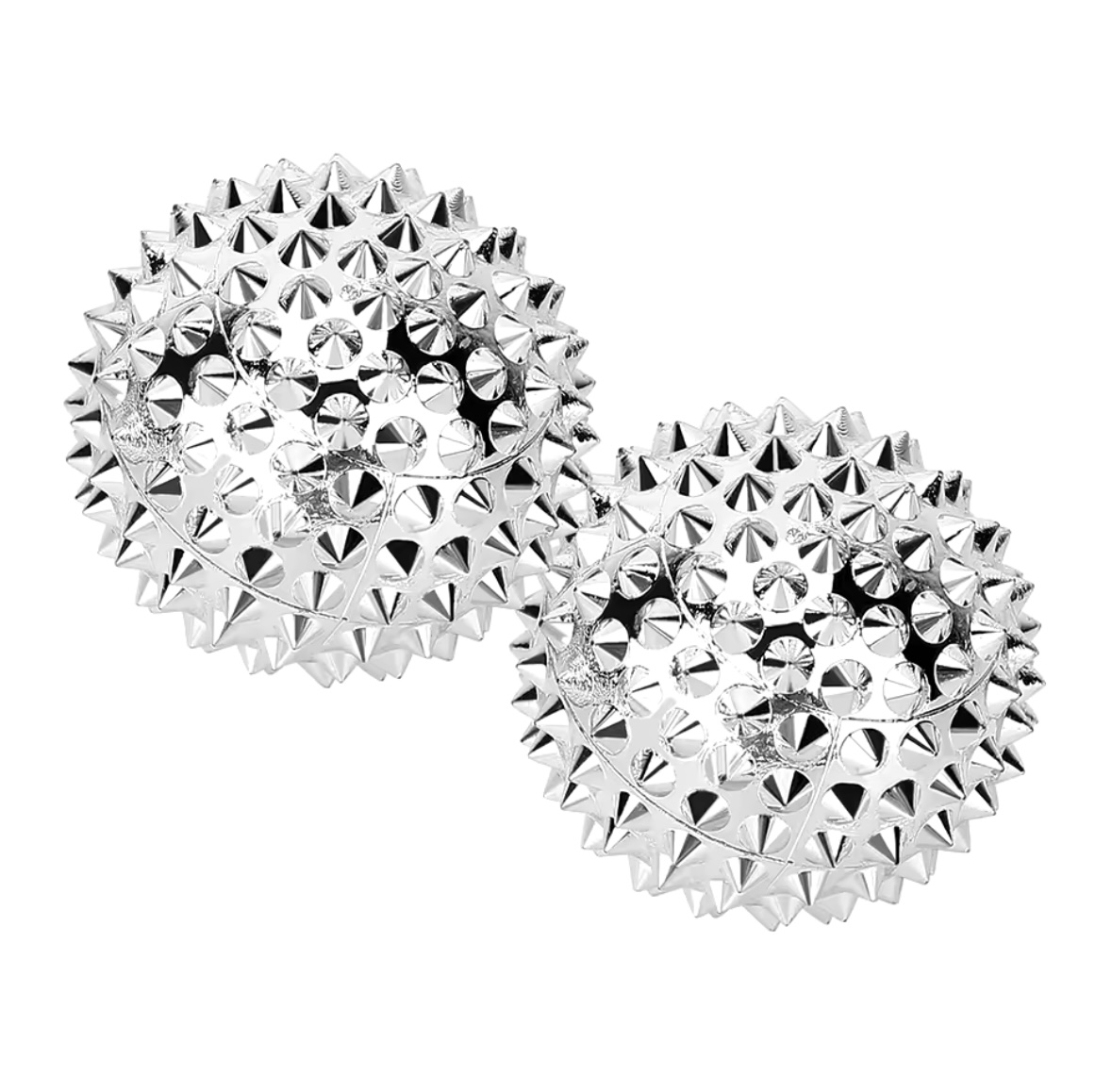 kulki magnetyczne Kulki magnetyczne do masażu 2 sztuki – srebrne akcesoria do akupresury wspierające relaks, magnetoterapię i stymulację punktów spustowych