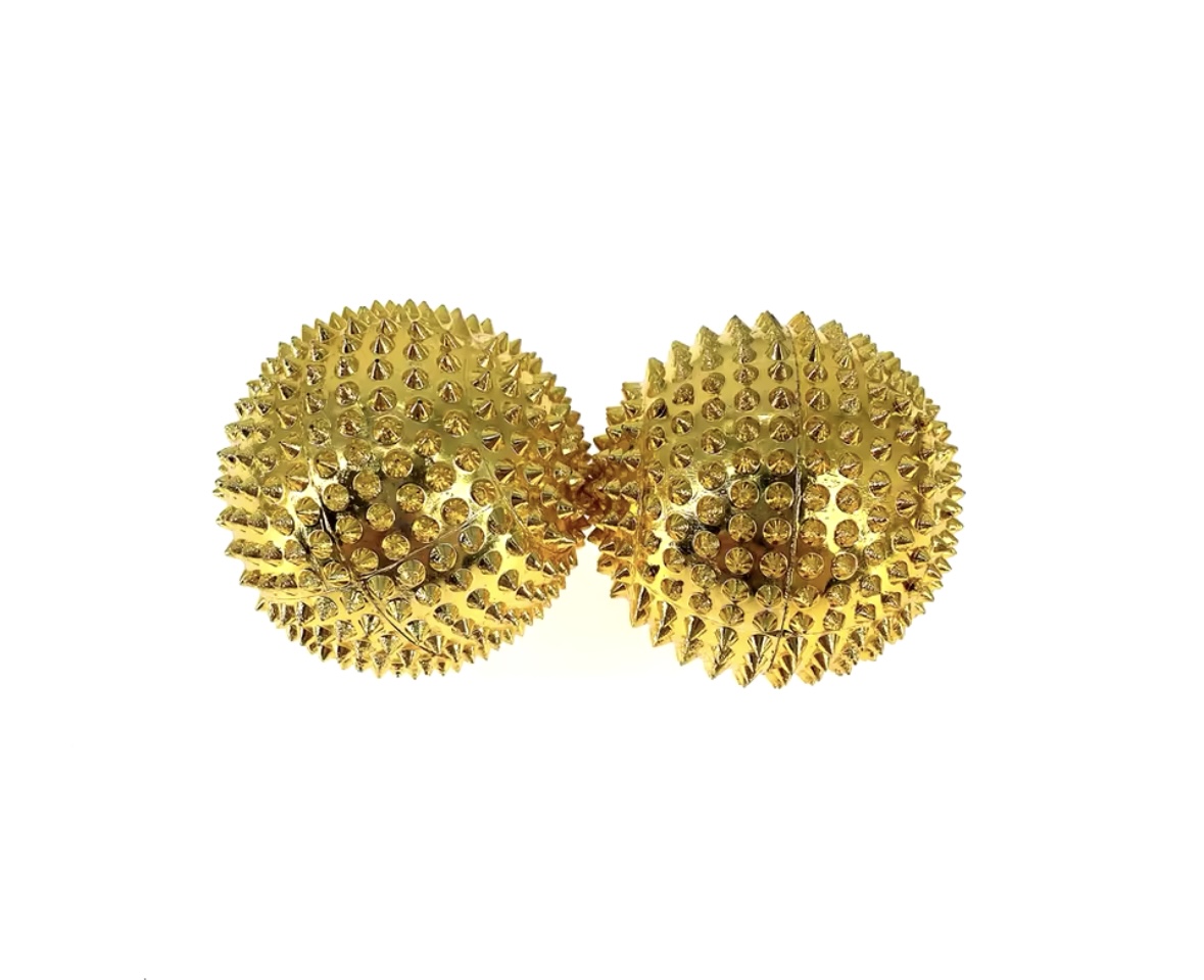 kulki magnetyczne Złote kulki magnetyczne do masażu akupresurowego – zestaw 2 sztuki wspierający relaks, poprawę krążenia i redukcję napięcia mięśni