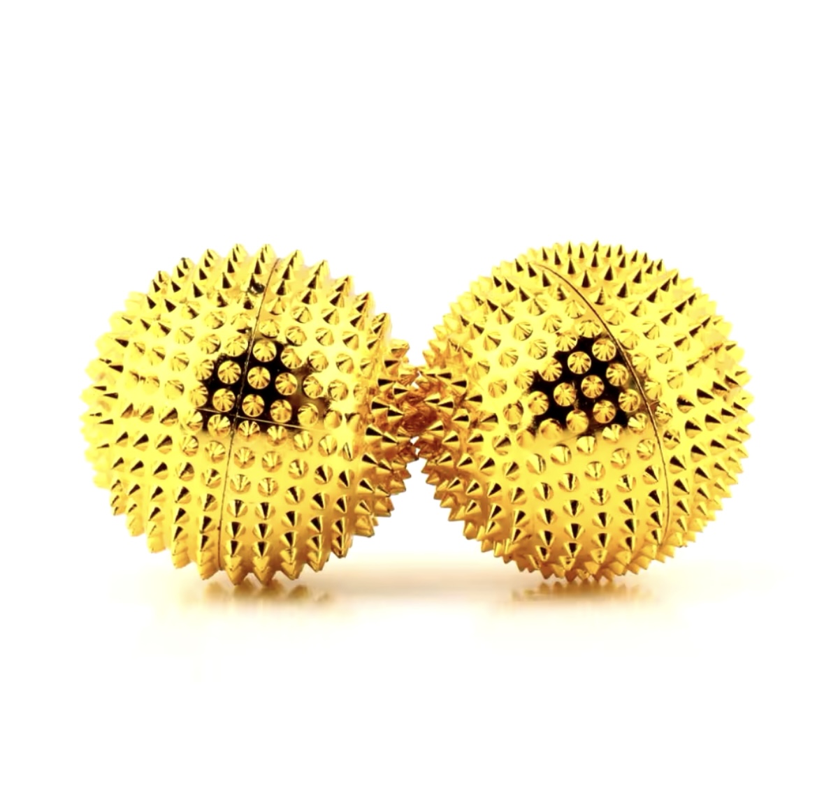 Kulki magnetyczne do masażu 2 szt. Zestaw 2 złotych kulek do masażu magnetycznego dłoni, karku i stóp – akupresura z efektem magnetoterapii dla zdrowia i regeneracji organizmu