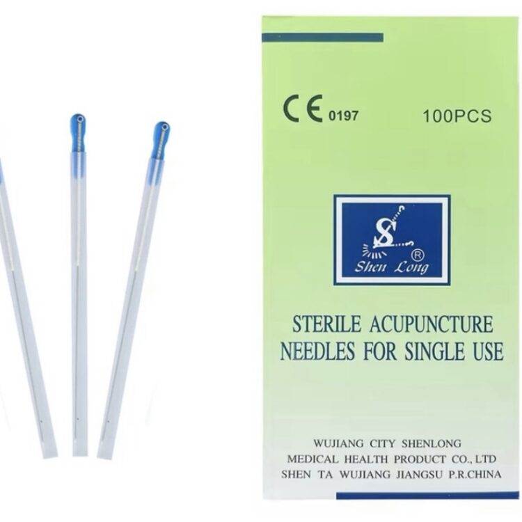IIgły do akupunktury z POSREBRZANYM uchwytem i prowadnicą 100 szt.