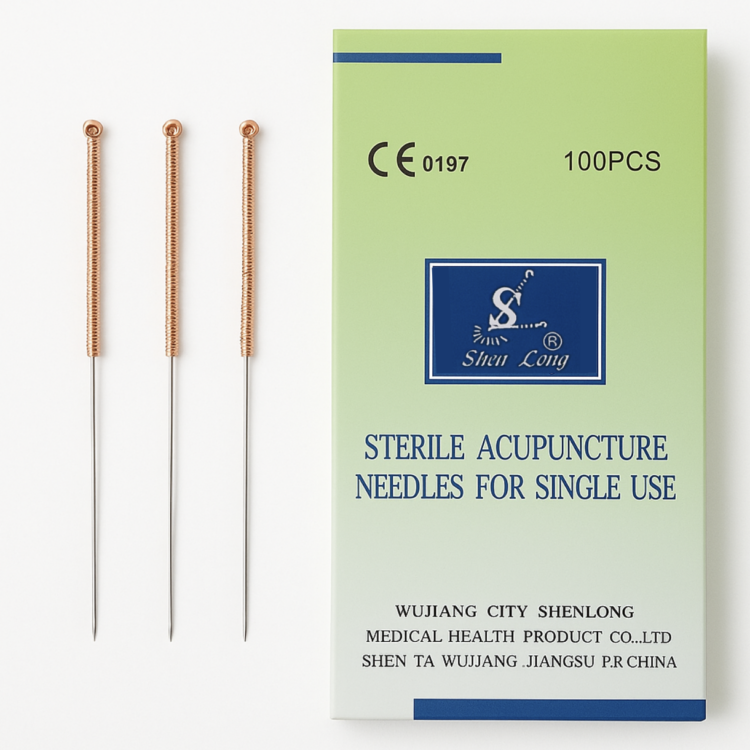 gły do akupunktury z MIEDZIANYM uchwytem bez prowadnicy SHEN LONG 100 szt.